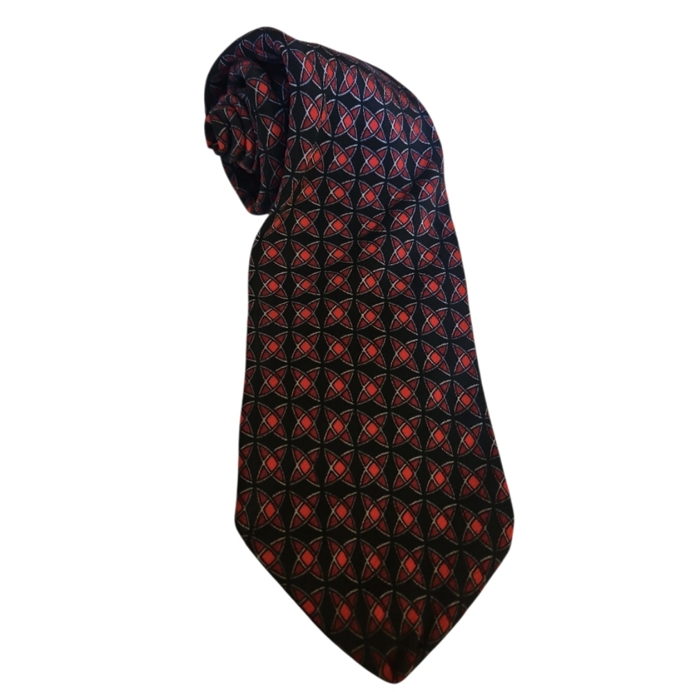 100% Silk Elegant Red and Black Patterned Men's Tie J.Blades & Co Handmade